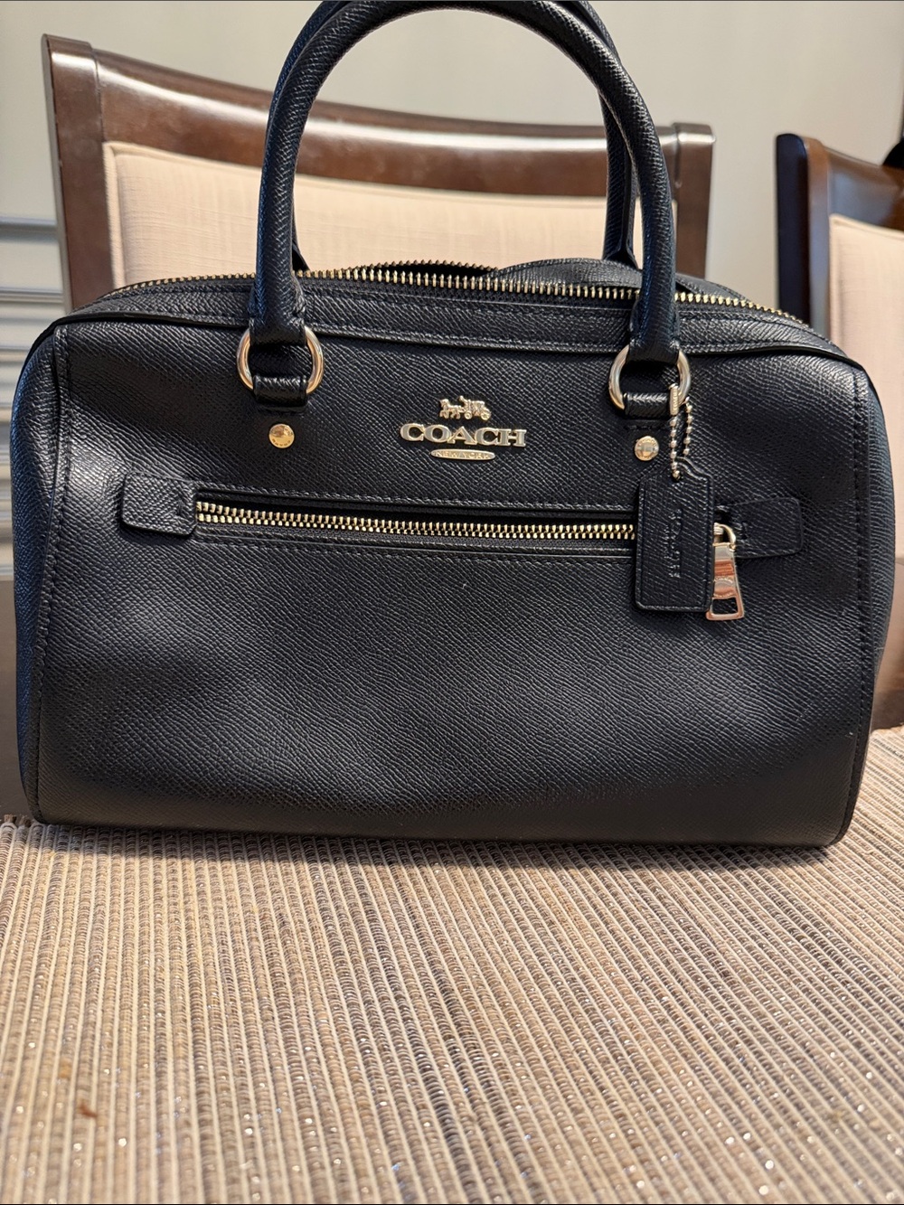 Coach Black Leather Rowan Satchel with Gold Hardware beautiful condition!